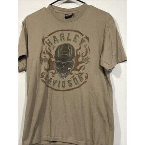 Harley Davison Of Roanoke Virginia T-Shirt Skull Army Green Size M